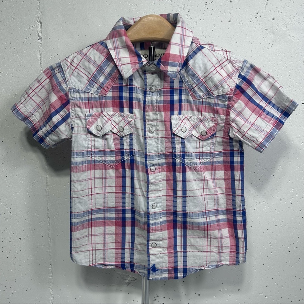 Cody James Boys Short Sleeve Plaid Button-Down Shirt 4T